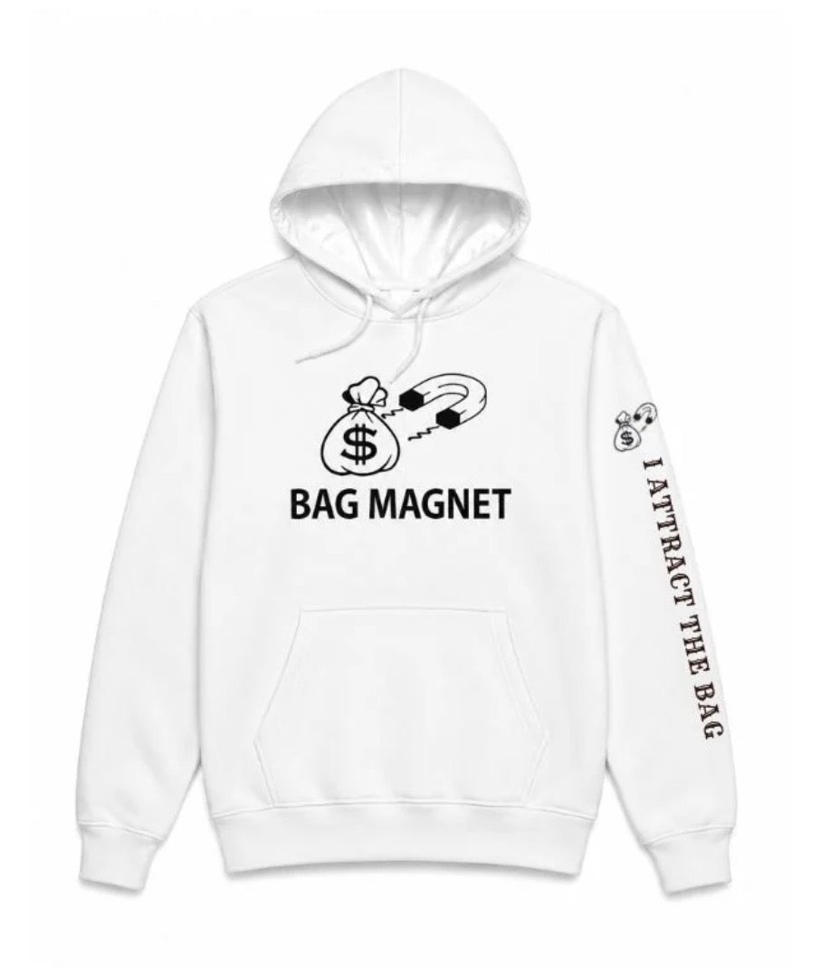 Bag Magnet™ White Satin-Lined Hoodie | Premium Unisex Streetwear