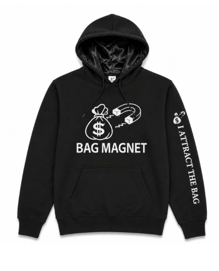 Bag Magnet™ Black Satin-Lined Hoodie | Premium Unisex Streetwear
