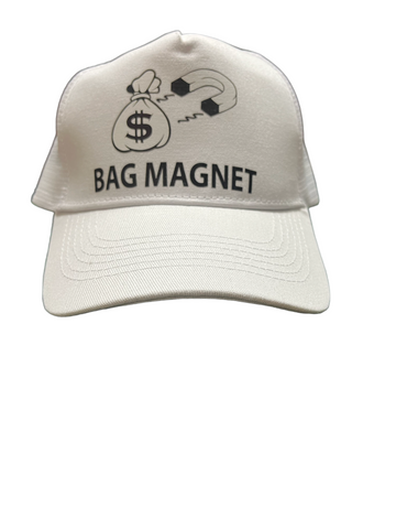 Bag Magnet Trucker Hat White with Logo