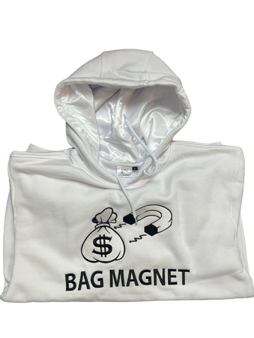 Satin Bag Magnet  Hoodie – White