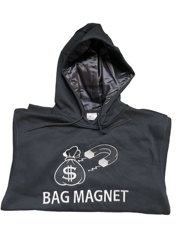 Satin Bag Magnet  Hoodie – Black