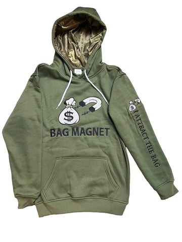 Satin Bag Magnet  Hoodie – Green