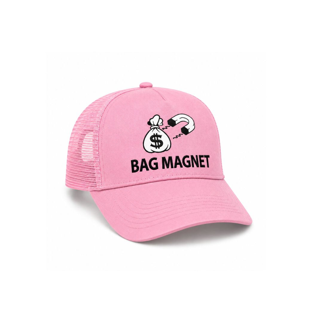 Bag Magnet Trucker Hat Pink with Logo