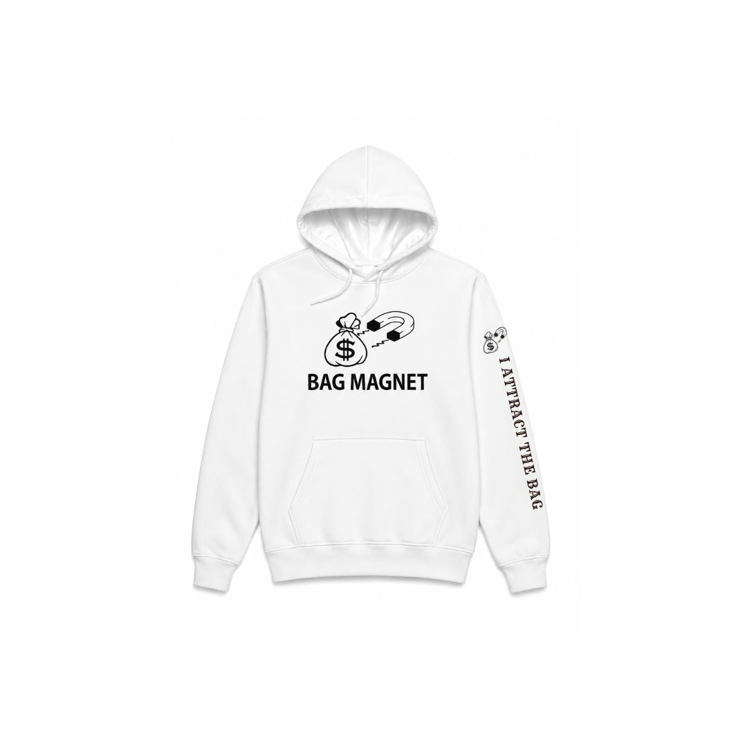 Satin Bag Magnet  Hoodie – White