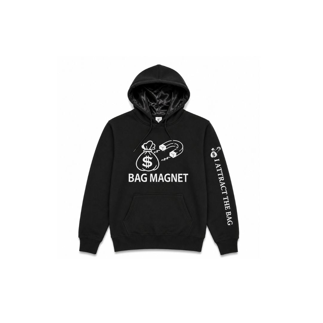 Satin Bag Magnet  Hoodie – Black